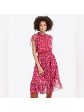 Draper James Kacey Faux Wrap  Floral Ruffled Midi Dress in Mum Garden Print